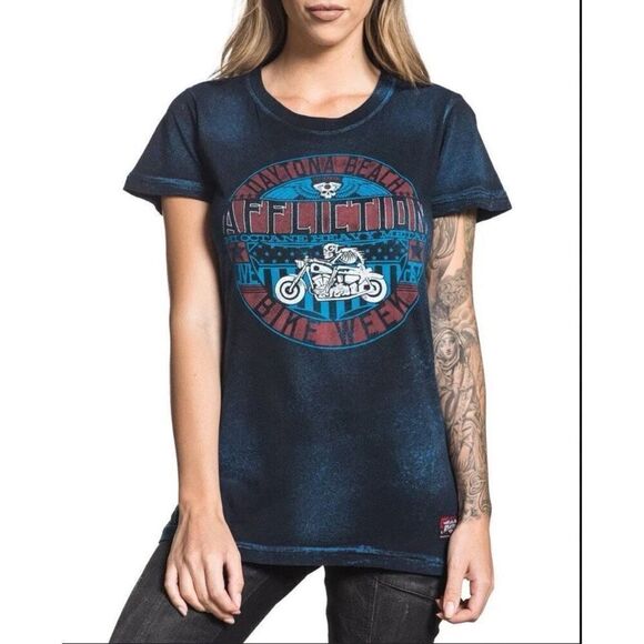 Affliction Womens Bike Week 2017 T-Shirt Size Medium - Picture 1 of 12